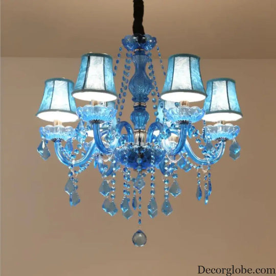 European Mediterranean Blue Crystal Chandelier Cafe KTV Cafe Club Colored Chandelier Chandeliers