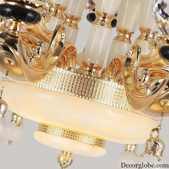 RÉGALIA European Rococo Marble & Crystal Chandelier Chandelier