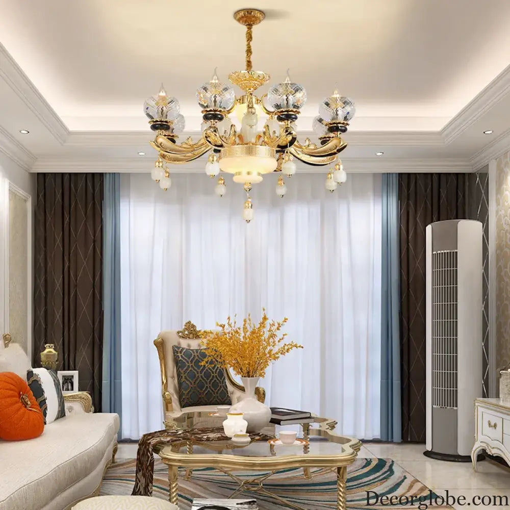 RÉGALIA European Rococo Marble & Crystal Chandelier Chandelier