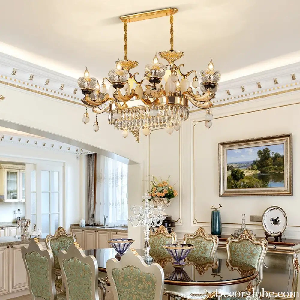 RÉGALIA European Rococo Marble & Crystal Chandelier Chandelier
