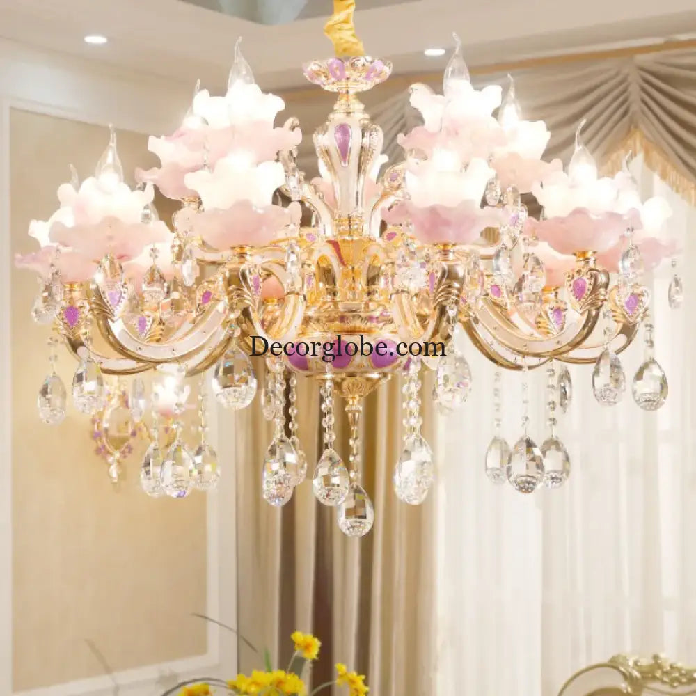 European Style Crystal Chandelier - Elegant Zinc Alloy Pendant Lighting for Modern Decor - DecorGlobe
