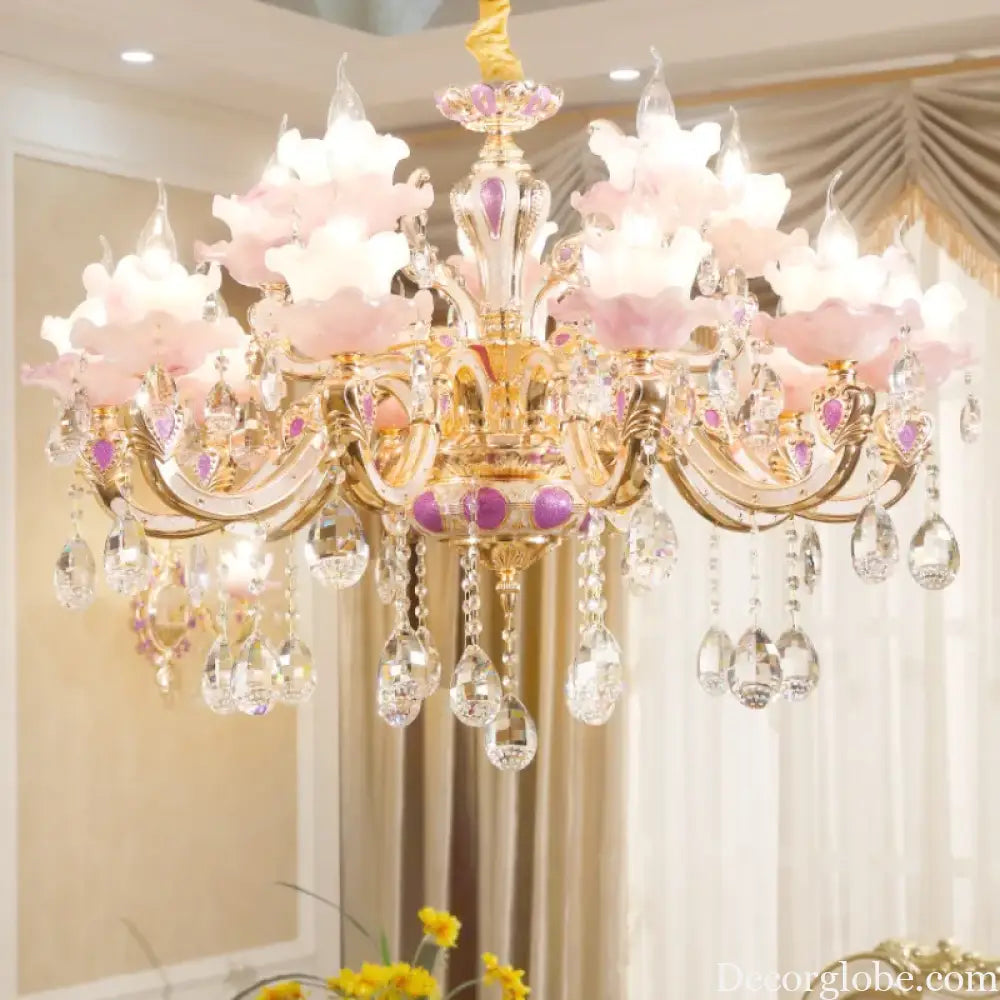 European Style Crystal Chandelier - Elegant Zinc Alloy Pendant Lighting for Modern Decor - DecorGlobe