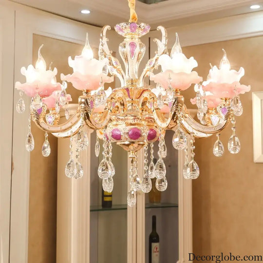 European Style Crystal Chandelier - Elegant Zinc Alloy Pendant Lighting for Modern Decor - DecorGlobe