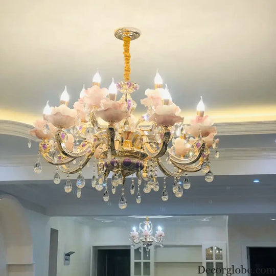 European Style Crystal Chandelier - Elegant Zinc Alloy Pendant Lighting for Modern Decor - DecorGlobe