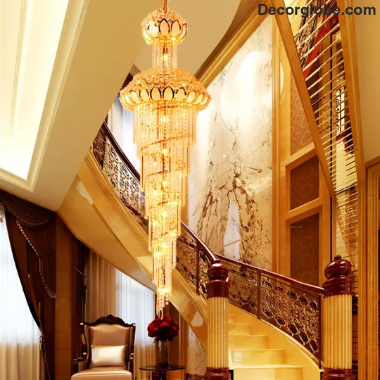 European-Style Crystal Duplex Floor Chandelier - Atmospheric Elegance for Living Rooms, Revolving Staircases, and Villa Exteriors - DecorGlobe