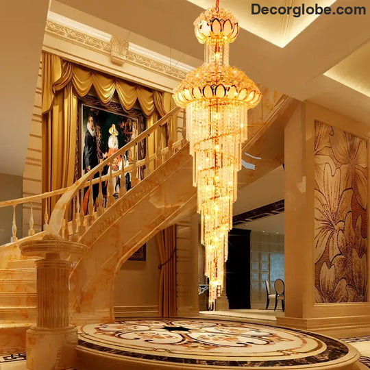 European-Style Crystal Duplex Floor Chandelier - Atmospheric Elegance for Living Rooms, Revolving Staircases, and Villa Exteriors - DecorGlobe