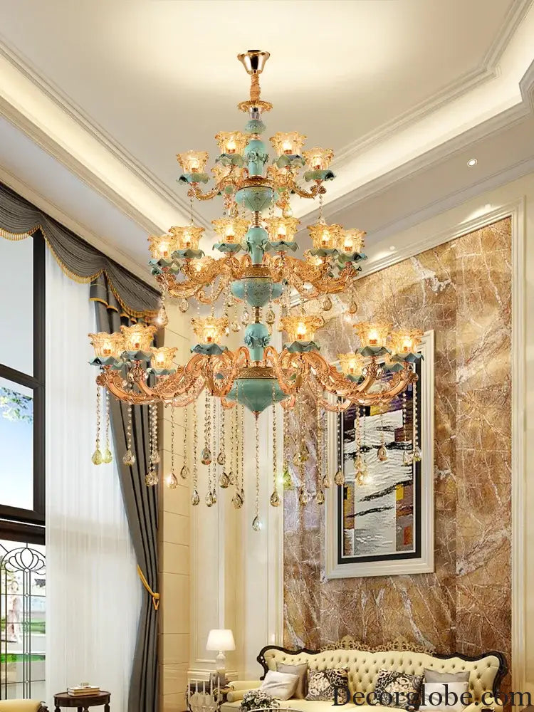 European-Style Duplex Building Chandelier - Elegance for Living Rooms, Hotels, and Ceramic Staircases - DecorGlobe