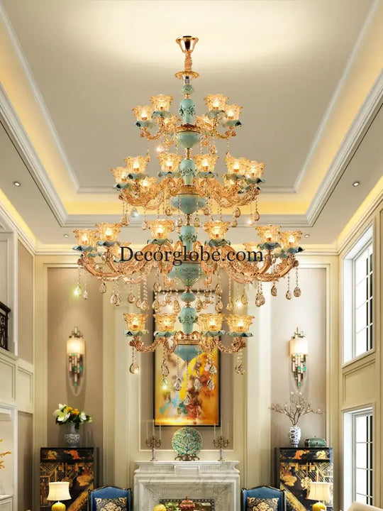 European-Style Duplex Building Chandelier - Elegance for Living Rooms, Hotels, and Ceramic Staircases - DecorGlobe