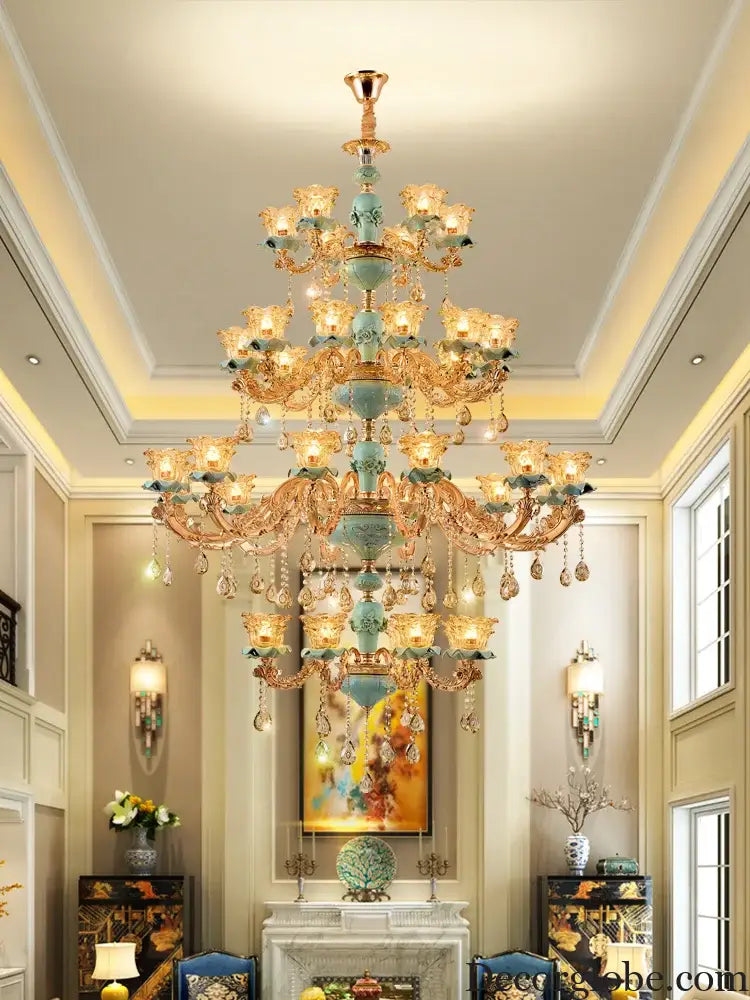 European-Style Duplex Building Chandelier - Elegance for Living Rooms, Hotels, and Ceramic Staircases - DecorGlobe