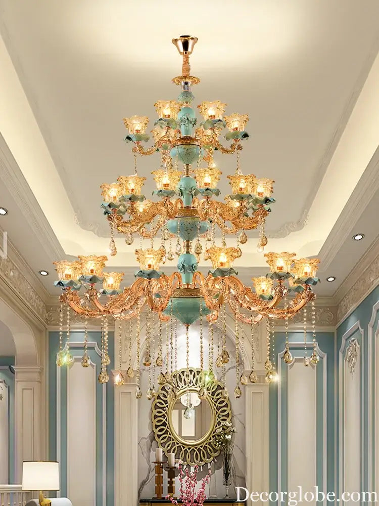 European-Style Duplex Building Chandelier - Elegance for Living Rooms, Hotels, and Ceramic Staircases - DecorGlobe