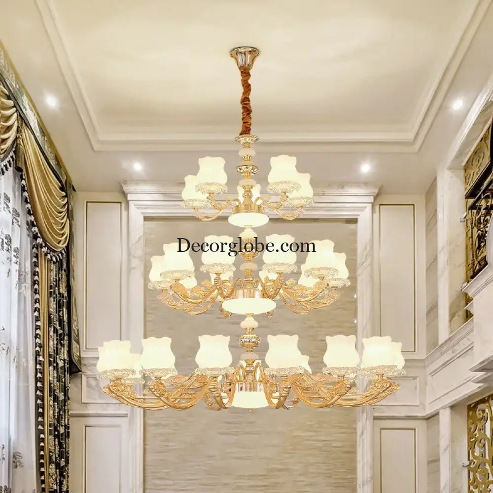 European Style Duplex Building Chandelier - Simple Elegance for Large Living Rooms, Hallways, and Staircases - DecorGlobe