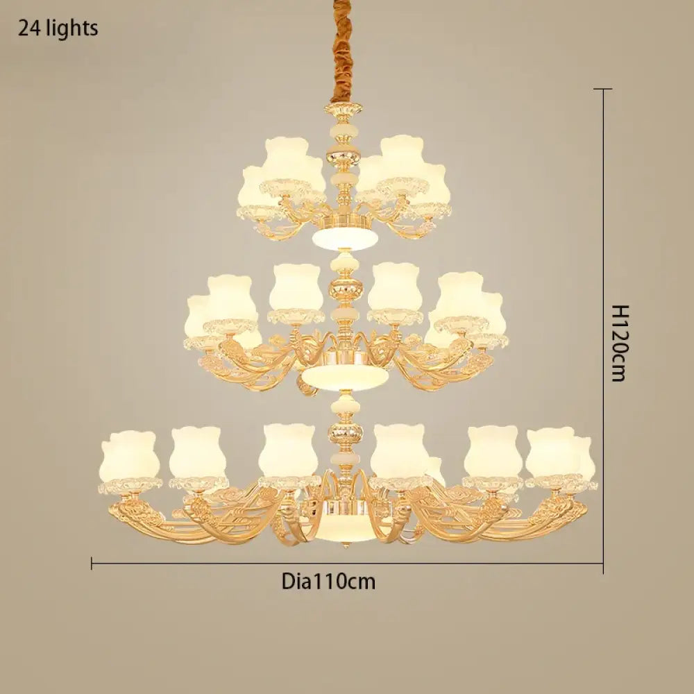 European Style Duplex Building Chandelier - Simple Elegance for Large Living Rooms, Hallways, and Staircases - DecorGlobe