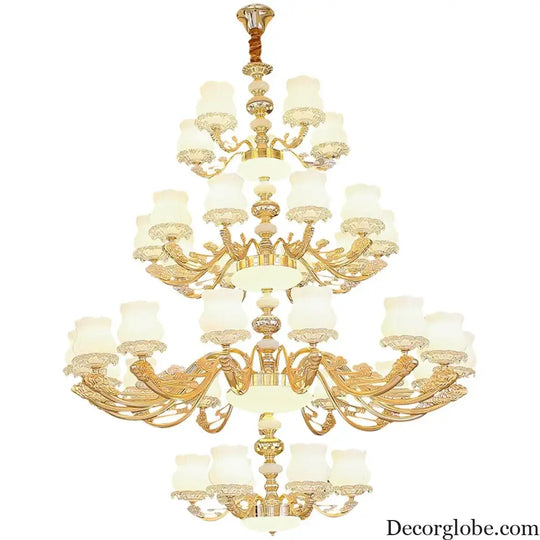 European Style Duplex Building Chandelier - Simple Elegance for Large Living Rooms, Hallways, and Staircases - DecorGlobe