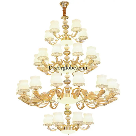 European Style Duplex Building Chandelier - Simple Elegance for Large Living Rooms, Hallways, and Staircases - DecorGlobe