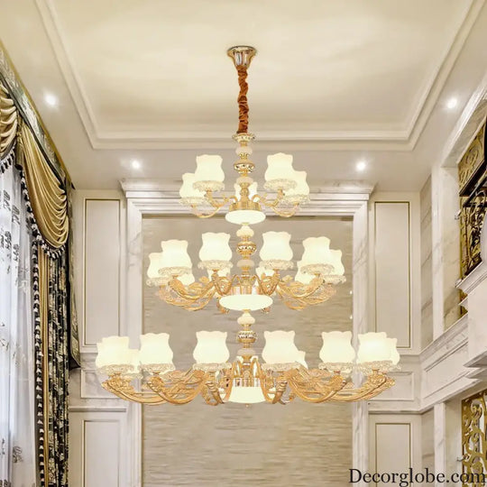 European Style Duplex Building Chandelier - Simple Elegance for Large Living Rooms, Hallways, and Staircases - DecorGlobe