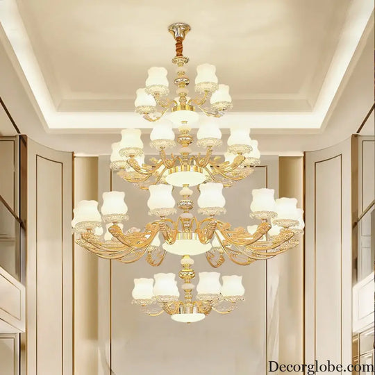 European Style Duplex Building Chandelier - Simple Elegance for Large Living Rooms, Hallways, and Staircases - DecorGlobe