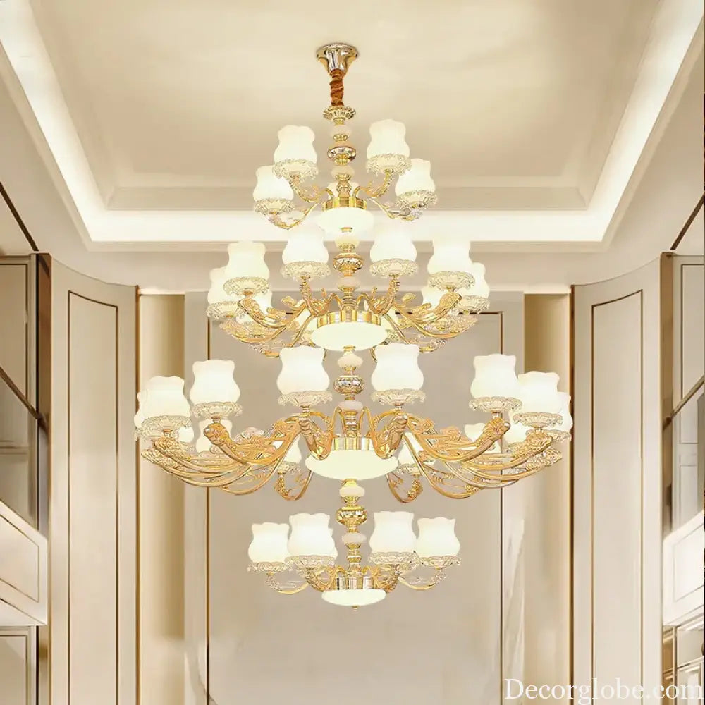 European Style Duplex Building Chandelier - Simple Elegance for Large Living Rooms, Hallways, and Staircases - DecorGlobe