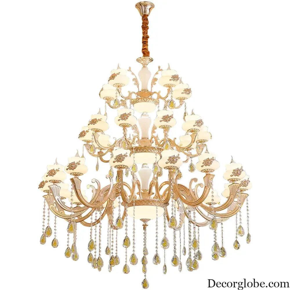 European-Style Duplex Building Large Chandelier - Villa Elegance for Spacious Living and Hotel Grandeur - DecorGlobe
