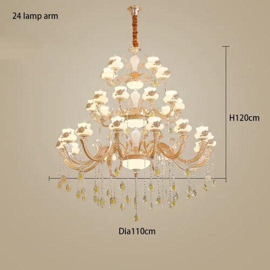 European-Style Duplex Building Large Chandelier - Villa Elegance for Spacious Living and Hotel Grandeur - DecorGlobe
