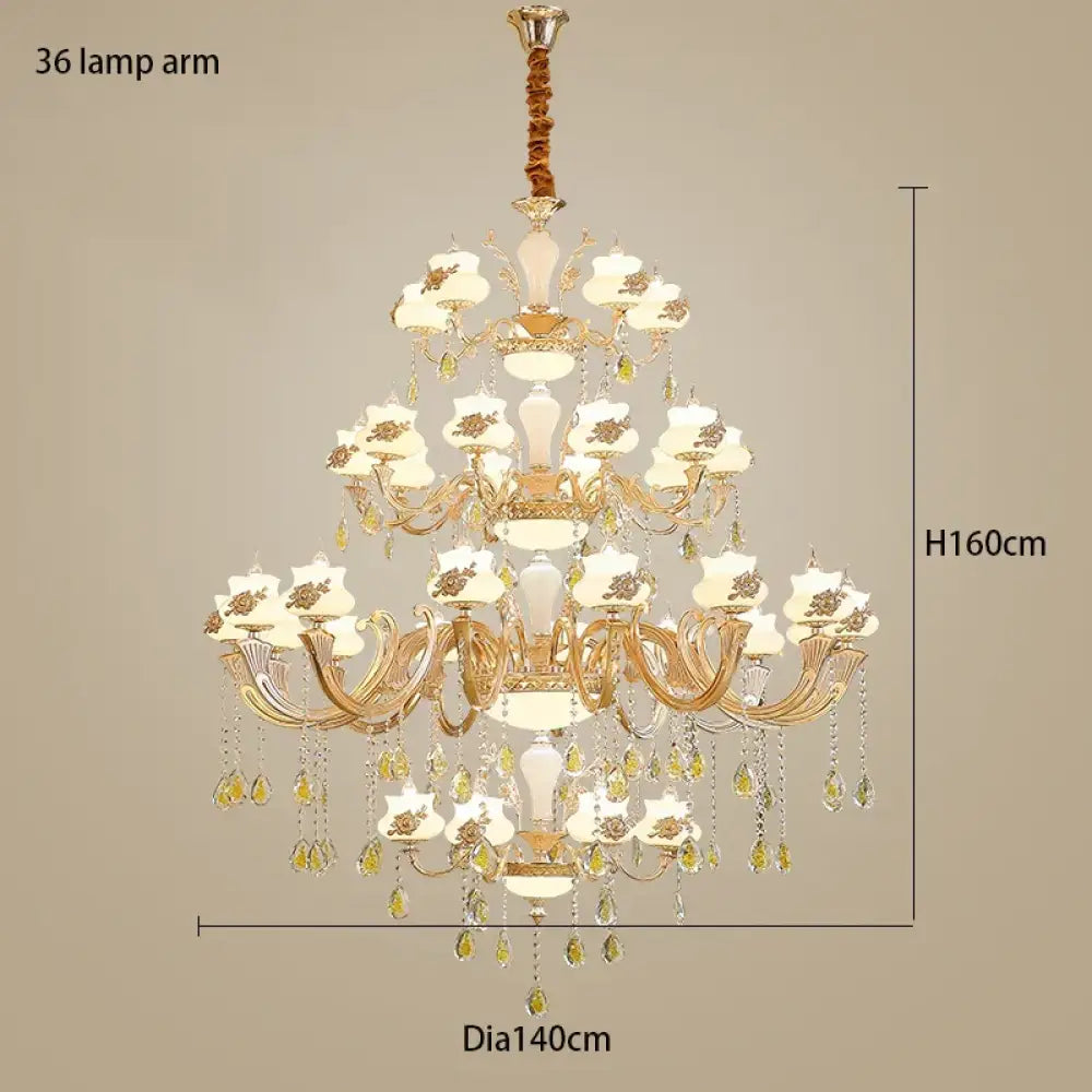 European-Style Duplex Building Large Chandelier - Villa Elegance for Spacious Living and Hotel Grandeur - DecorGlobe