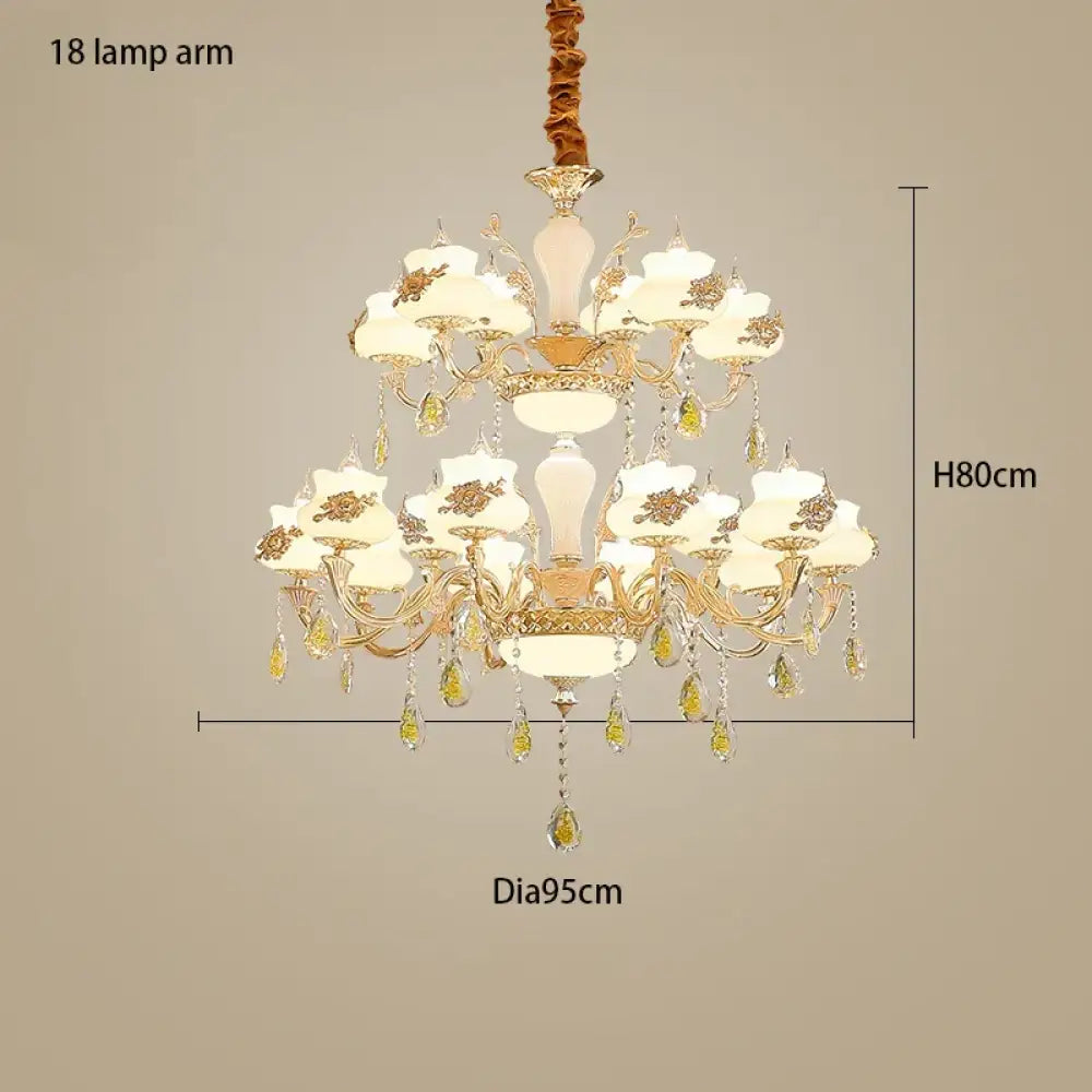 European-Style Duplex Building Large Chandelier - Villa Elegance for Spacious Living and Hotel Grandeur - DecorGlobe