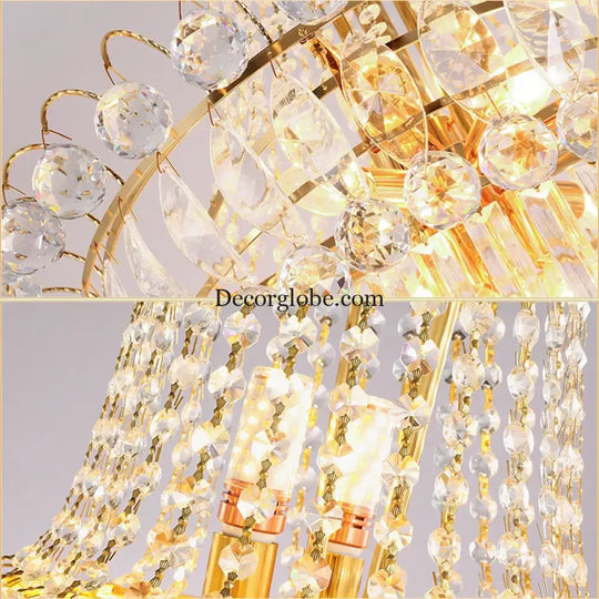 European-Style Duplex High Ceiling Chandelier - Golden Elegance for Grand Halls and Stairwell Luxury - DecorGlobe