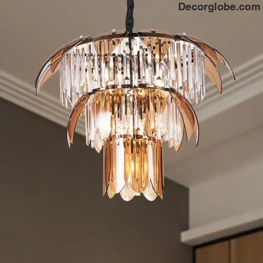 Evelyn's Enchanting Crystal Chandelier: Light Up Your Living Room in Style - DecorGlobe