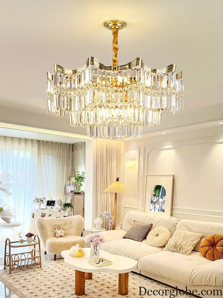 Exquisite Crystal Chandelier for Living Rooms, Bedrooms, and More - Modern French Light Luxury Design - DecorGlobe