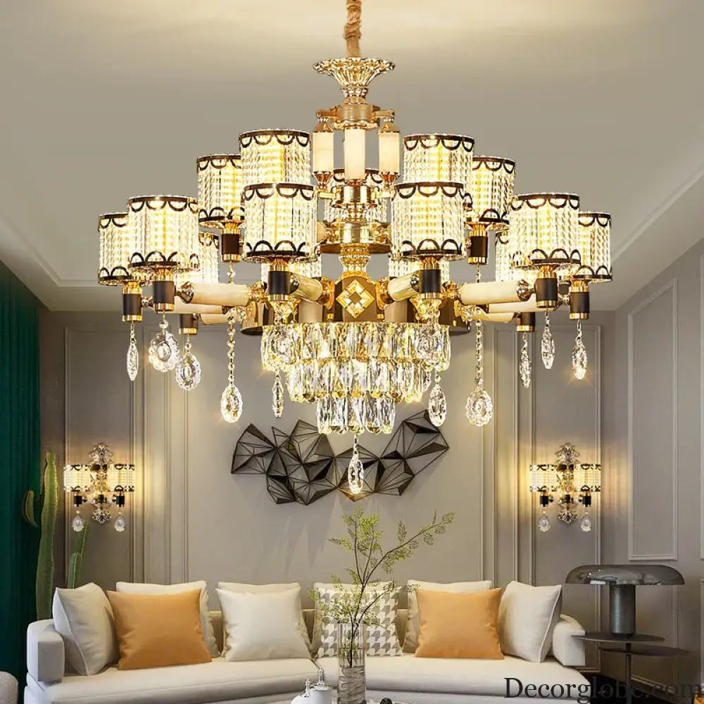 Exquisite Crystal Pendant Chandelier - A Luxurious and Romantic Lighting Fixture for Your Living Space - DecorGlobe