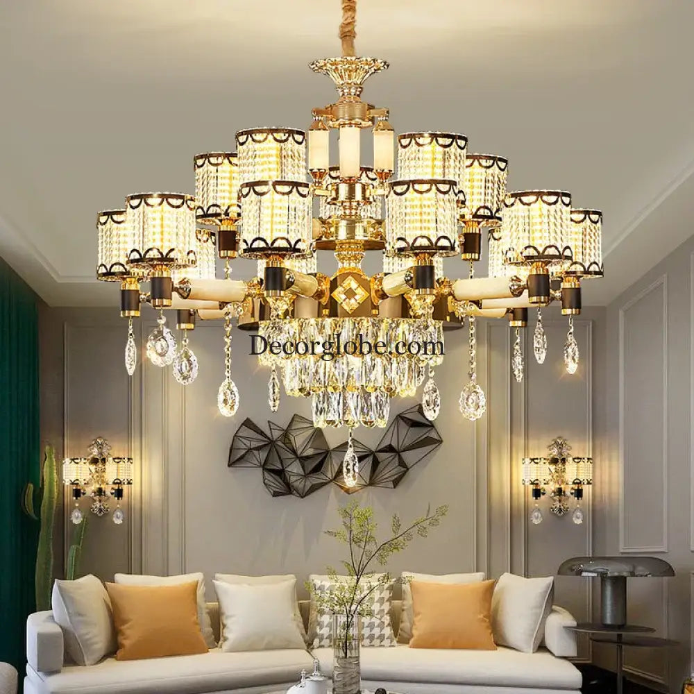 Exquisite Crystal Pendant Chandelier - A Luxurious and Romantic Lighting Fixture for Your Living Space - DecorGlobe