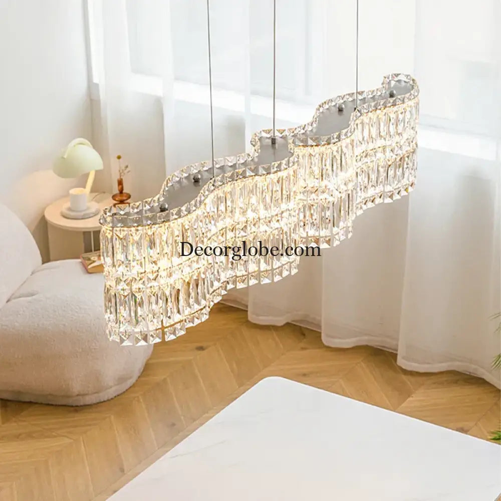 Flower Wave Crystal Luxury Ceiling Chandeliers - Modern LED Lustre Hanging Lamps for Dining Room - DecorGlobe