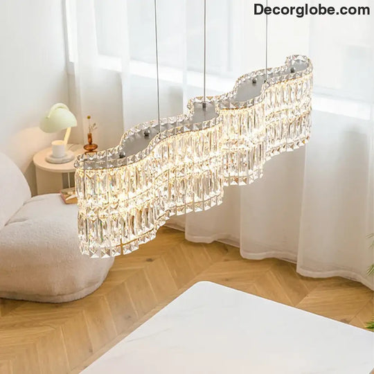 Flower Wave Crystal Luxury Ceiling Chandeliers - Modern LED Lustre Hanging Lamps for Dining Room - DecorGlobe