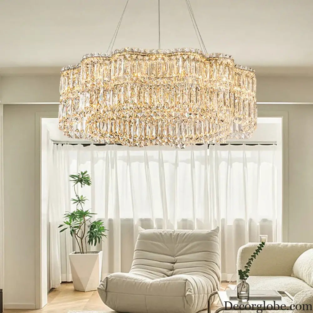 Flower Wave Crystal Luxury Ceiling Chandeliers - Modern LED Lustre Hanging Lamps for Dining Room - DecorGlobe