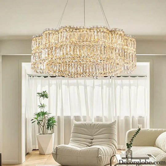 Flower Wave Crystal Luxury Ceiling Chandeliers - Modern LED Lustre Hanging Lamps for Dining Room - DecorGlobe