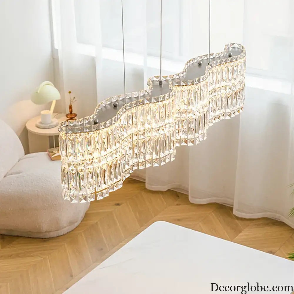 Flower Wave Crystal Luxury Ceiling Chandeliers - Modern LED Lustre Hanging Lamps for Dining Room - DecorGlobe