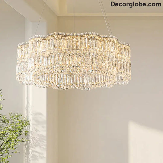 Flower Wave Crystal Luxury Ceiling Chandeliers - Modern LED Lustre Hanging Lamps for Dining Room - DecorGlobe