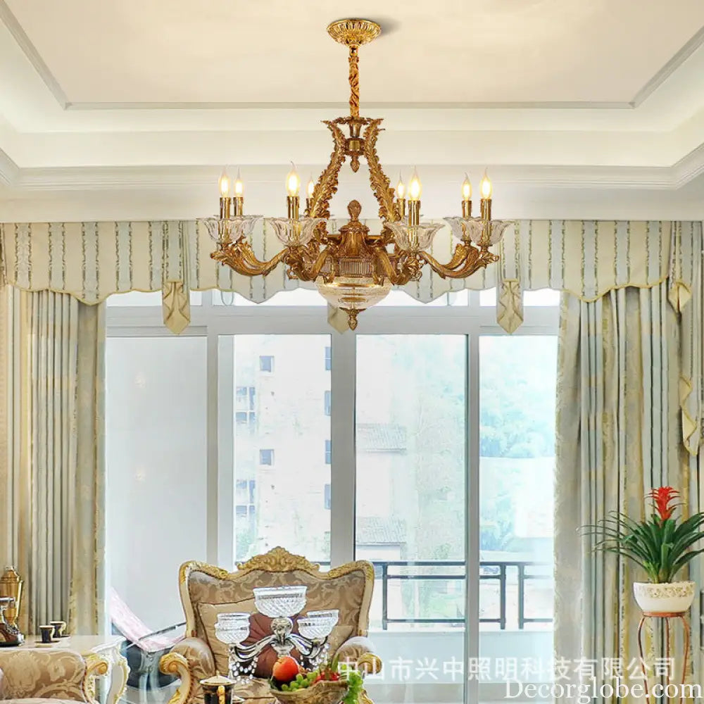 French Copper Crystal Chandelier for Living Room & Villa 8 heads (diameter 88cm, height 61cm)