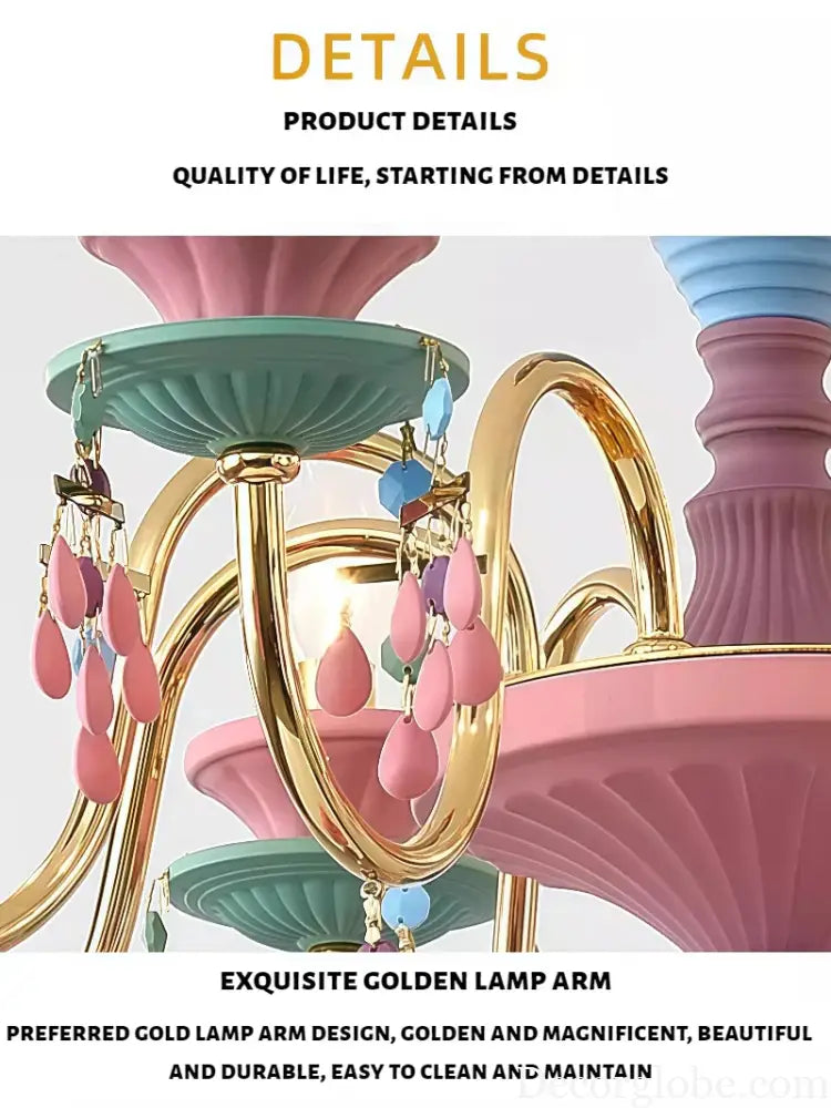 French countryside style Ceiling chandelier dining room children’s room princess’s room colorful European Chandelier