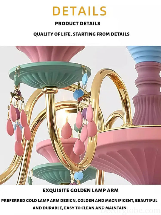French countryside style Ceiling chandelier dining room children’s room princess’s room colorful European Chandelier