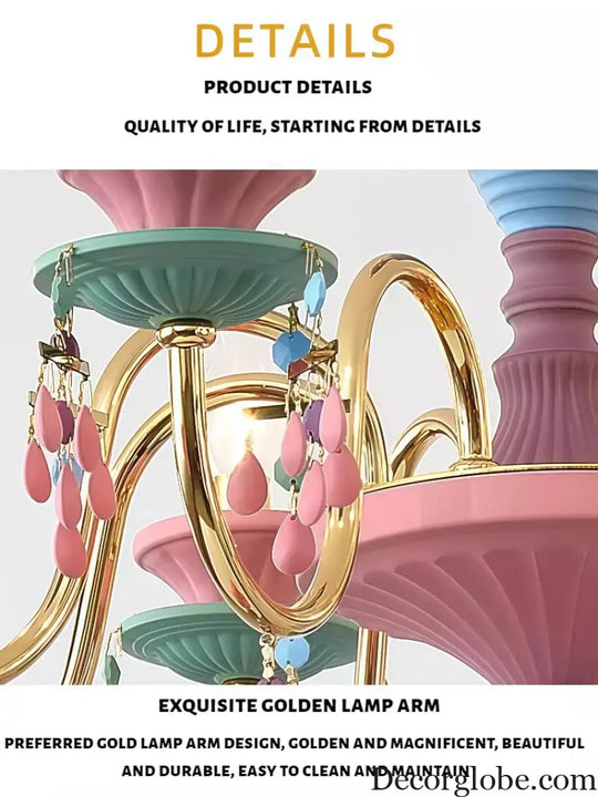 French countryside style Ceiling chandelier dining room children’s room princess’s room colorful European Chandelier