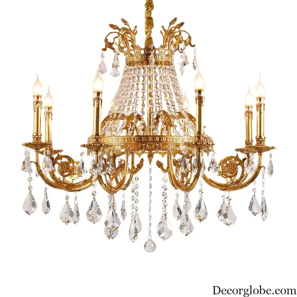 French Crystal Bronze Flush Mount Chandelier Chandeliers