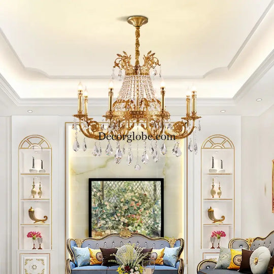 French Crystal Bronze Flush Mount Chandelier Chandeliers