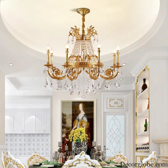 French Crystal Bronze Flush Mount Chandelier Chandeliers