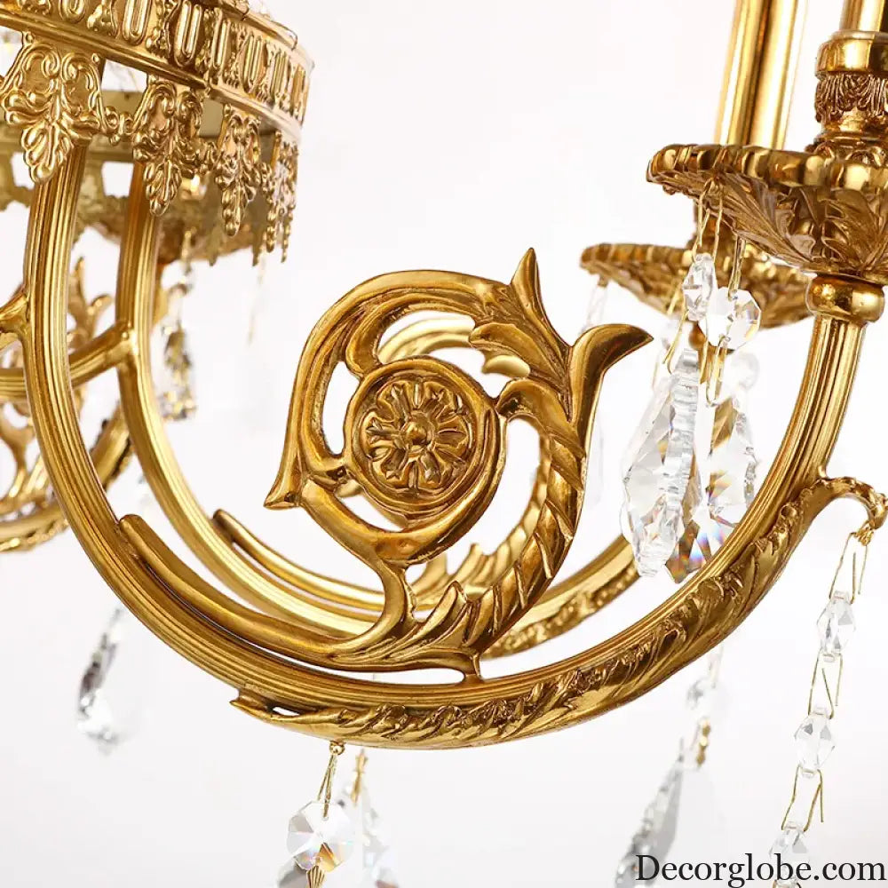 French Crystal Bronze Flush Mount Chandelier Chandeliers