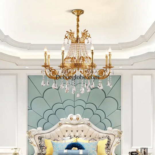 French Crystal Bronze Flush Mount Chandelier Chandeliers