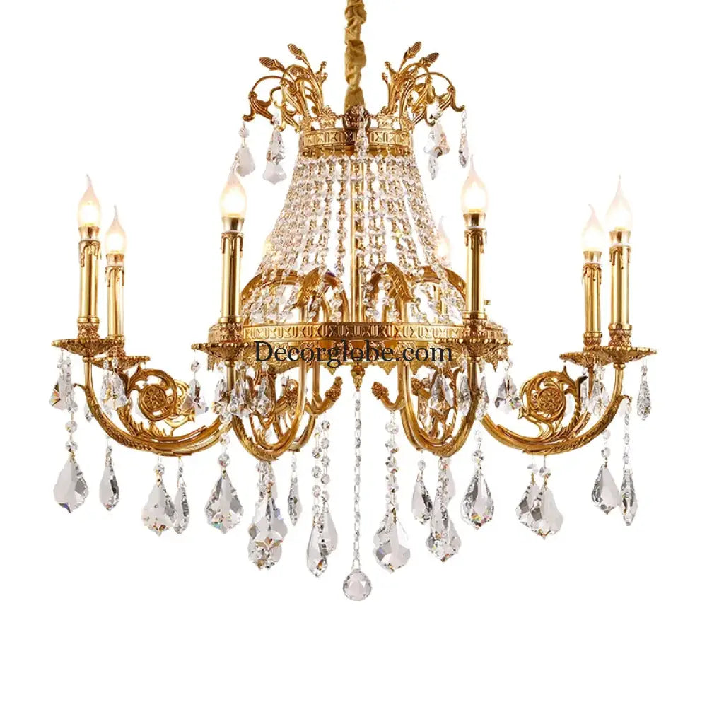 French Crystal Bronze Flush Mount Chandelier Chandeliers