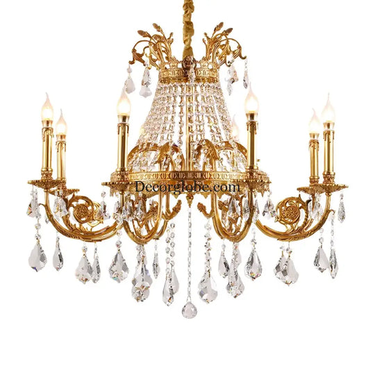 French Crystal Bronze Flush Mount Chandelier Chandeliers