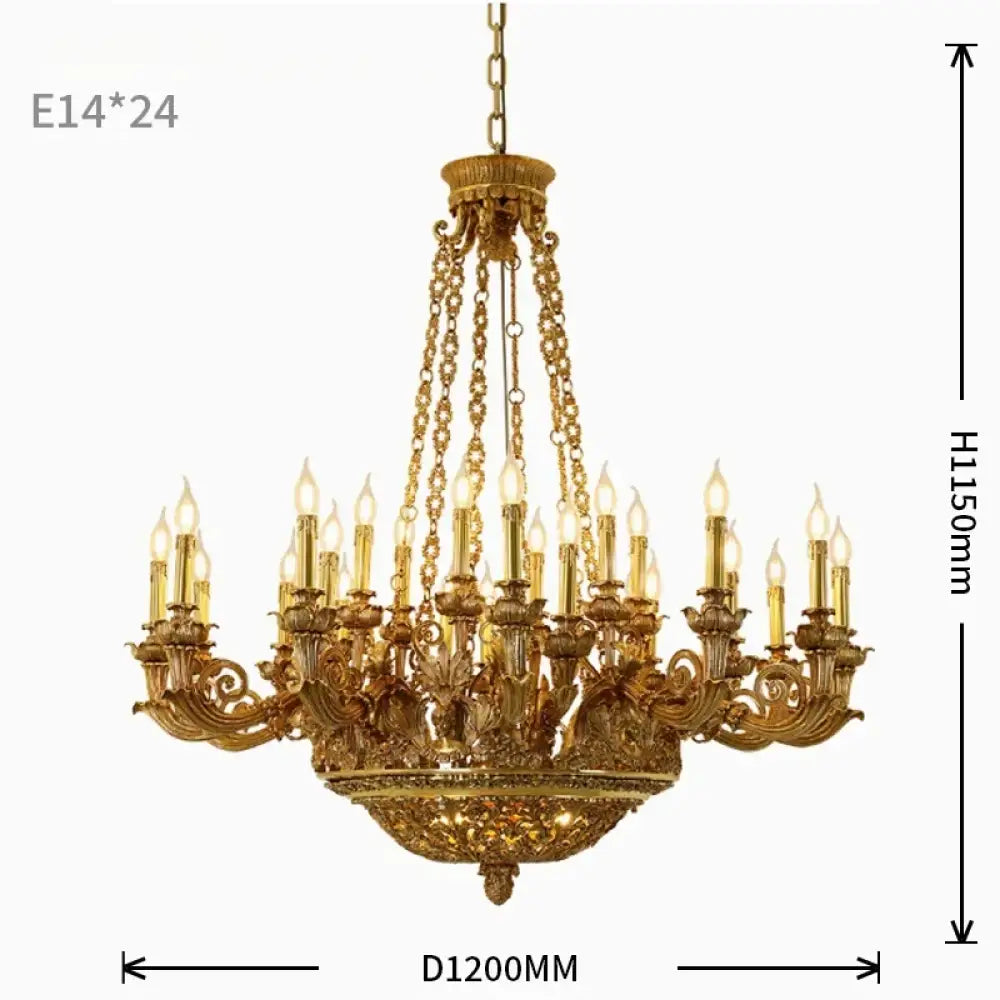 French Hand-Carved Copper Brass Chandelier 24 bulbs D120 H115cm Chandelier