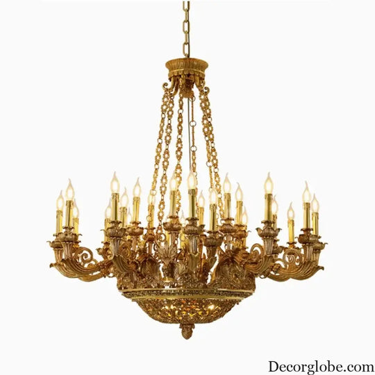 French Hand-Carved Copper Brass Chandelier Chandelier