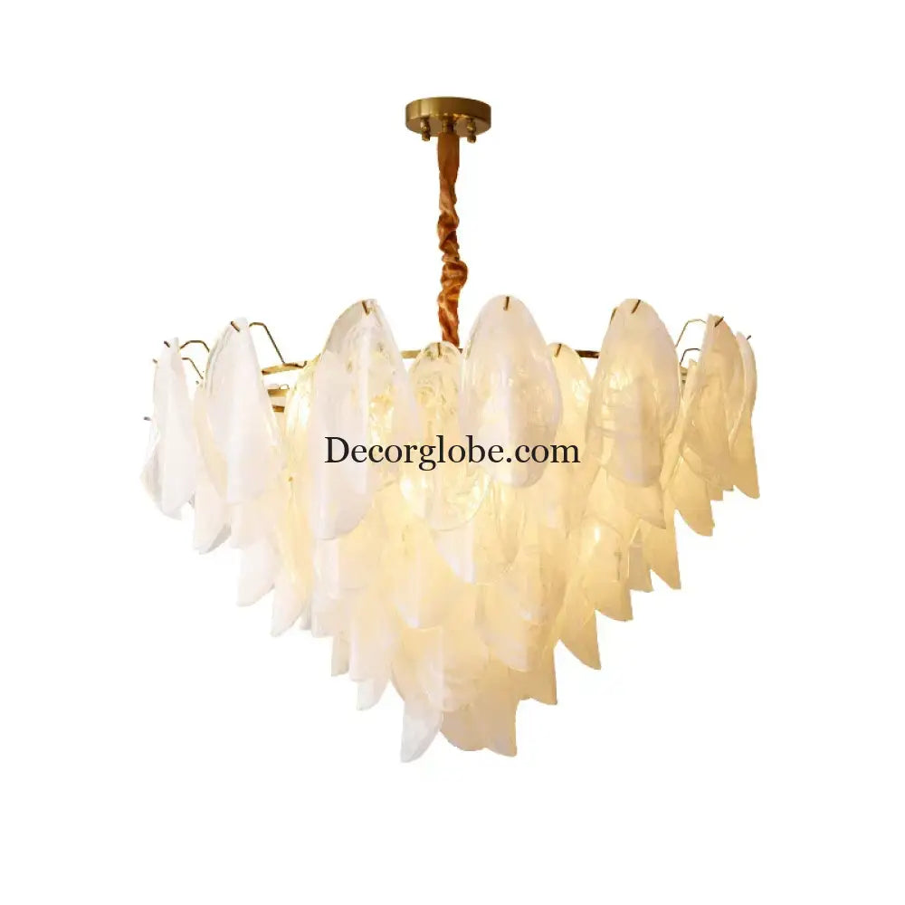 French Light and Luxury Restaurant Pendant Lamp - Postmodern Elegance with a Retro Glass Feather Design for Bedrooms and Dining Spaces - DecorGlobe